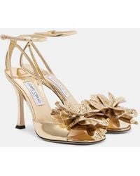 Jimmy Choo - Mimmi Mirrored Leather Sandals - Lyst