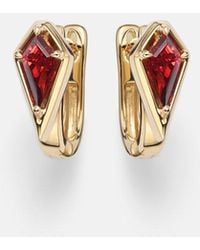 STONE AND STRAND - Kite 14Kt Huggie Earrings With Garnet - Lyst