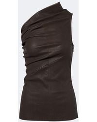 Rick Owens - Athena One-Shoulder Leather And Cotton Top - Lyst