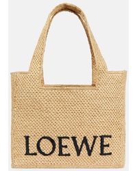 Loewe - Tote Medium Paula's Ibiza de rafia con logo - Lyst