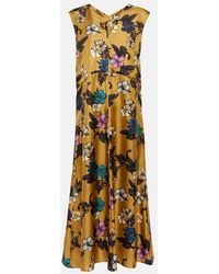 Max Mara - S Max Mara V-neck Sleeveless Silk Closure With Zip Floral Printed Printed Dresses - Lyst