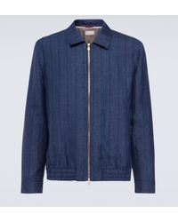 Brunello Cucinelli - Striped Wool Blend Blouson Jacket - Lyst