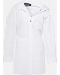 Jacquemus - Asymmetric Cotton Poplin Mini Dress - Lyst
