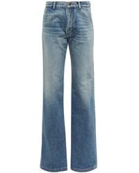 Saint Laurent Baumwolle High-Rise Straight Jeans in Blau Damen Bekleidung Jeans Bootcut Jeans 