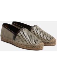 Brunello Cucinelli - Perforated Leather And Suede Espadrilles - Lyst