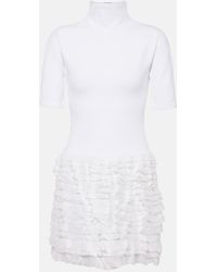 Alaïa - Ruffled High-Neck Jersey Minidress - Lyst