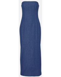 TOVE - Alba Strapless Denim Midi Dress - Lyst