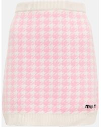 Miu Miu - Mini-jupe en cachemire a carreaux - Lyst