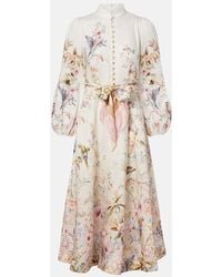 Zimmermann - Rebellion Printed Linen Midi Dress - Lyst