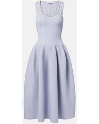 Self-Portrait - Crystal-Embellished Ribbed-Knit Midi Dress - Lyst
