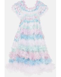 SUSAN FANG - Air-Flower Floral Tulle Midi Dress - Lyst