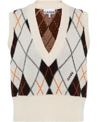 Ganni Argyle Wool-blend Sweater Vest - Multicolour