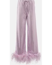 Oséree - Disco Plumage Feather-trimmed Pants - Lyst