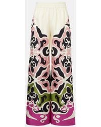 La DoubleJ - Printed Silk Twill Palazzo Pants - Lyst