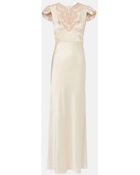 Chloé - Lace-Trimmed Silk Satin Maxi Dress - Lyst
