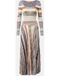 Missoni - Knitted Pleated Striped Maxi Dress - Lyst