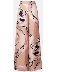 PUCCI - Orchidee Silk Twill Wide-Leg Pants - Lyst
