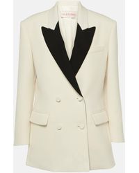 Valentino - Double-breasted Wool-blend Crepe Blazer - Lyst