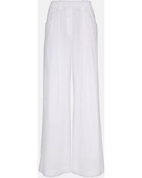 Brunello Cucinelli - High-Rise Cotton Wide-Leg Pants - Lyst