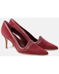 Manolo Blahnik - Ajarafa 70 Suede And Leather Pumps - Lyst