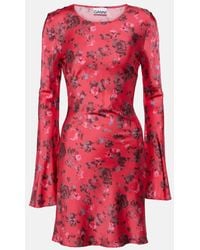 Ganni - Floral Satin Minidress - Lyst