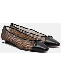Aquazzura - Gioia Mesh And Leather Ballet Flats - Lyst