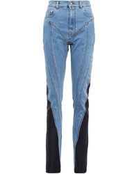 Mugler Jeans Skinny De Denim Y Jersey - Azul