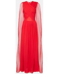 Costarellos - Seva Gathered Silk Georgette Gown - Lyst