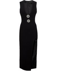 David Koma Embellished Wool Crêpe Midi Dress - Black