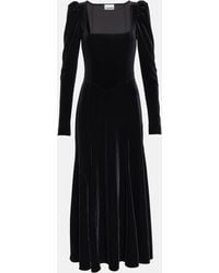 Ganni - Robe Black Velvet Jersey Maxi Taille 46 Polyestere Recyclé/Spandex Manches longues - Lyst
