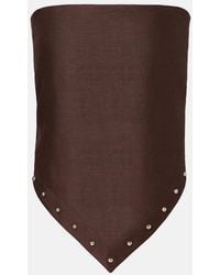STAUD - Samara Studded Strapless Linen Top - Lyst