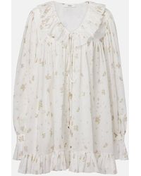 Chloé - Vestido Corto De Algodon Con Volantes - Lyst