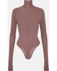 Alex Perry - Crystal-embellished Jersey Bodysuit - Lyst