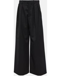 Wardrobe NYC Pleated High-rise Wide-leg Wool Pants - Black