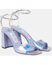 Jimmy Choo - Verzierte Sandalen Saeda 85 Aus Metallic-Leder - Lyst