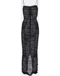 Dolce & Gabbana - Sheer Draped Tulle Midi Dress - Lyst