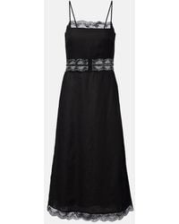 STAUD - Amalina Lace-Trimmed Linen Midi Dress - Lyst