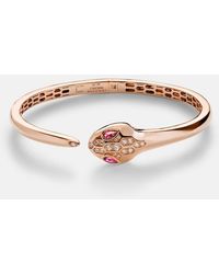 BVLGARI - Serpenti 18Kt Rose Bangle With Diamonds And Rubellites - Lyst