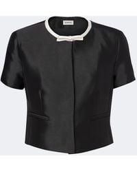 Jonathan Simkhai - Naelle Bow-Detail Cropped Satin Top - Lyst