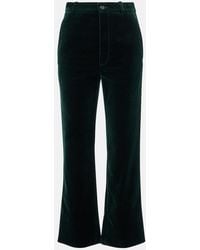 Saint Laurent - Cotton Velvet Straight Pants - Lyst