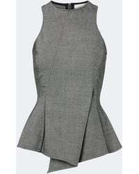Magda Butrym - Herringbone Pleated Peplum Wool-Blend Top - Lyst