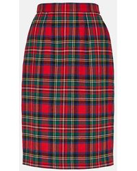 Saint Laurent - Tartan Pencil Skirt - Lyst
