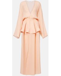 Alaïa - Peplum Georgette Maxi Dress - Lyst