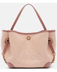 Chloé - Small Leather-Trimmed Raffia Tote Bag - Lyst