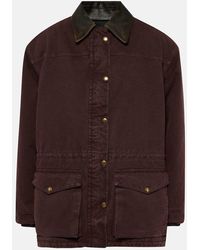 Prada - Jacke aus Baumwoll-Canvas mit Leder - Lyst