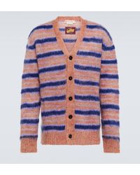 Marni - Striped Brushed Mohair-blend Cardigan - Lyst