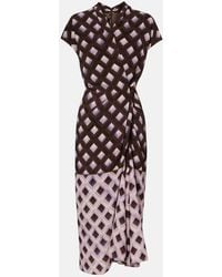 Dries Van Noten - Gathered Printed Midi Dress - Lyst