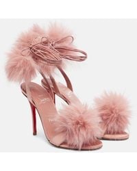Christian Louboutin - Patapompom 100 Crepe Satin Sandals - Lyst