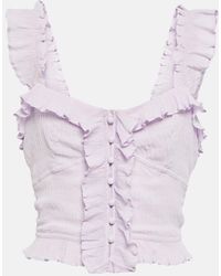Isabel Marant - Gimsy Ruffle-trimmed Crepe Crop Top - Lyst