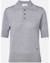 Ami Paris - Wool And Silk Polo Shirt - Lyst